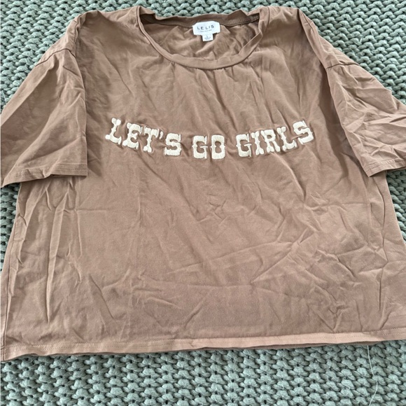 Brown Graphic Tee with 'Let's Go Girls' - Picture 1 of 3
